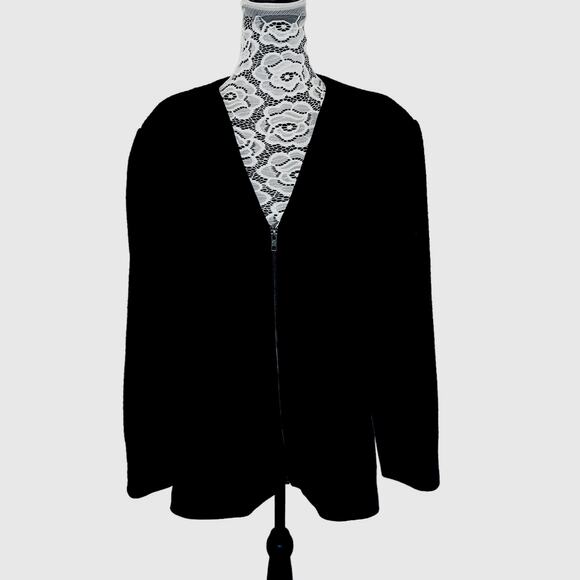 Sejour Women's Size 22W Black Zip Textile Dress Blazer Jacket Workwear - Picture 1 of 13